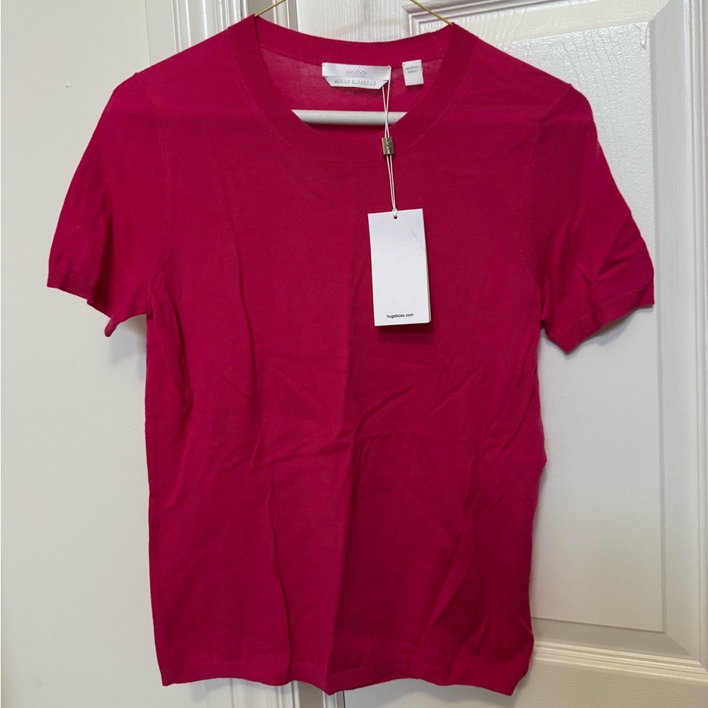 NWT Authentic Hugo Boss Fuchsia Merino Wool Top